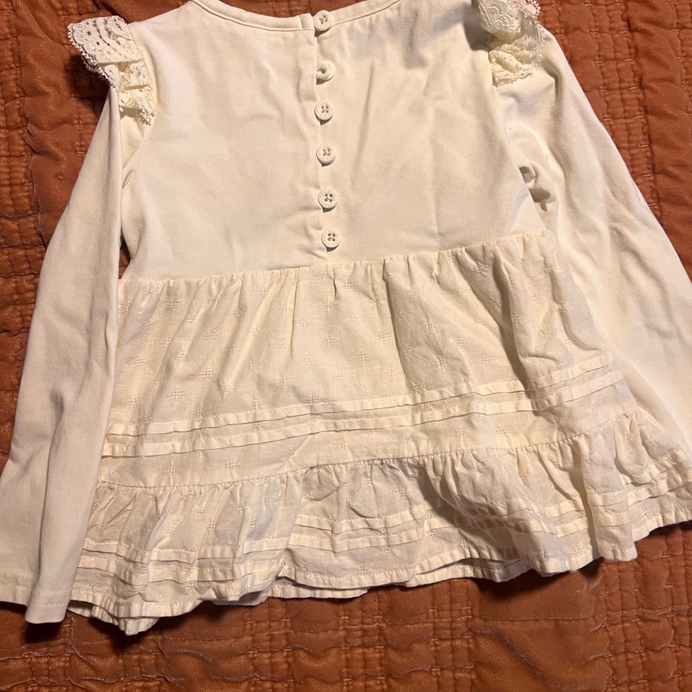 Matilda Jane Cream Ruffled Top-size 2 - Picture 3 of 3